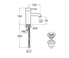 MONOMANDO LAVABO LANTA ROCA